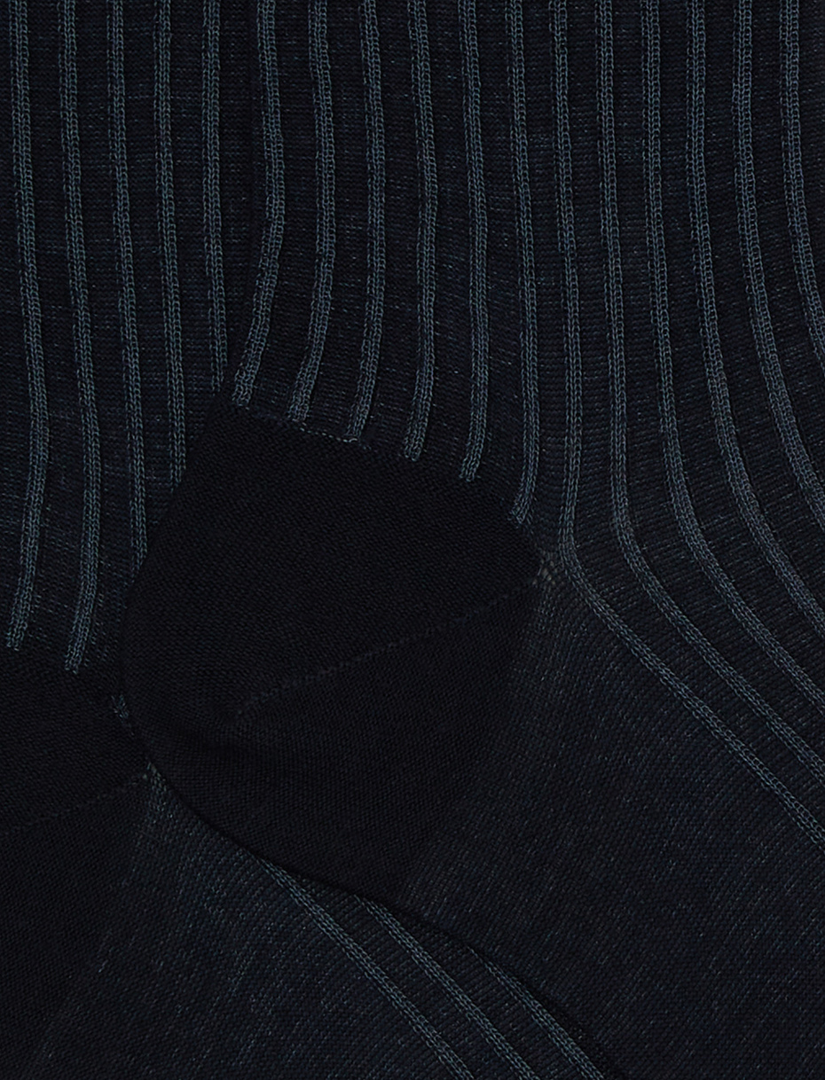 Calze corte uomo lana e cotone blu twin rib - Gallo 1927 - Official Online Shop