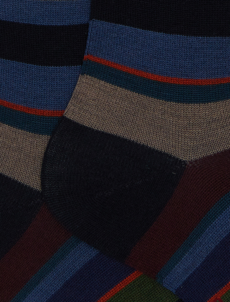 Calze lunghe uomo lana blu righe multicolor - Gallo 1927 - Official Online Shop