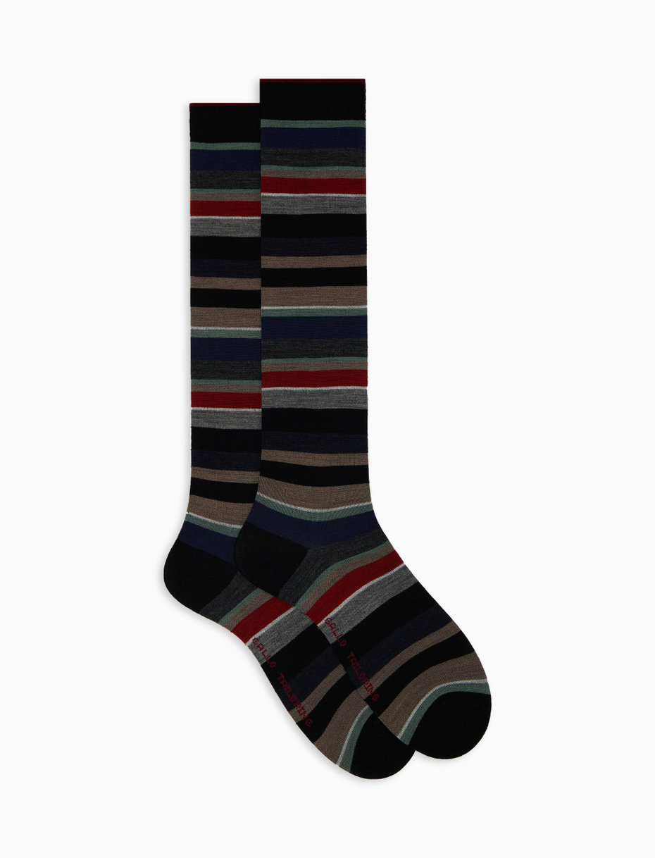 Calze lunghe uomo lana grigio righe multicolor - Gallo 1927 - Official Online Shop