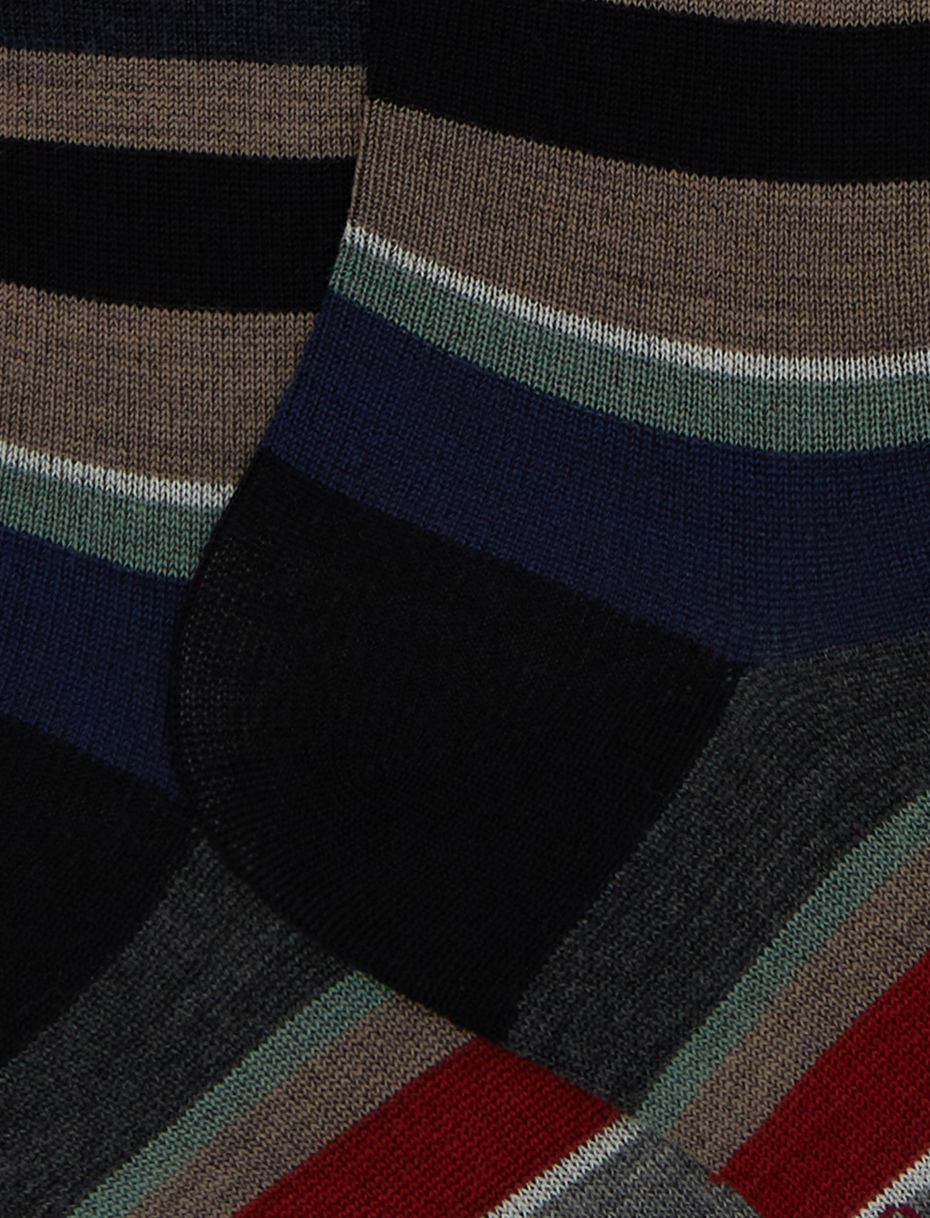 Calze lunghe uomo lana grigio righe multicolor - Gallo 1927 - Official Online Shop
