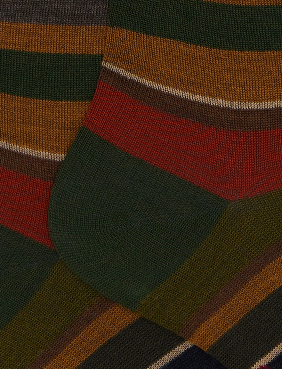 Calze lunghe uomo lana verde righe multicolor - Gallo 1927 - Official Online Shop