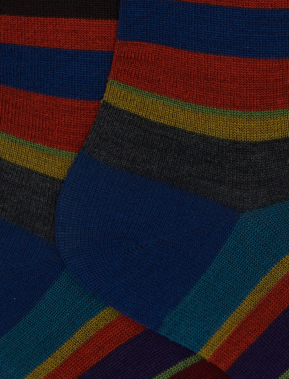 Calze lunghe uomo lana blu righe multicolor - Gallo 1927 - Official Online Shop