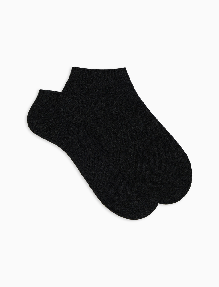 Men's plain grey cashmere ankle socks - Gallo 1927 - Official Online Shop