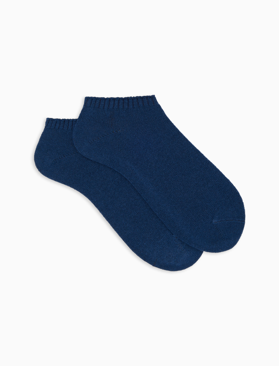 Men's plain light blue cashmere ankle socks - Gallo 1927 - Official Online Shop