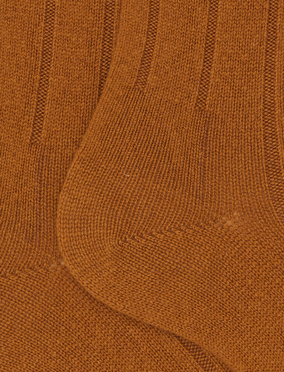 Men's long plain yellow ribbed cashmere socks - Gallo 1927 - Official Online Shop
