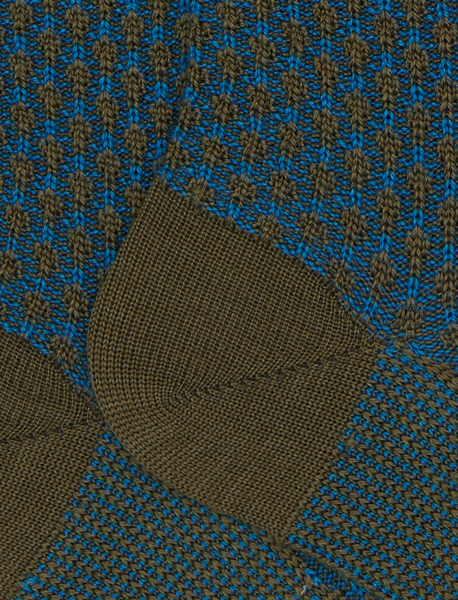 Calze corte uomo lana seta e cashmere verde fantasia a due colori - Gallo 1927 - Official Online Shop