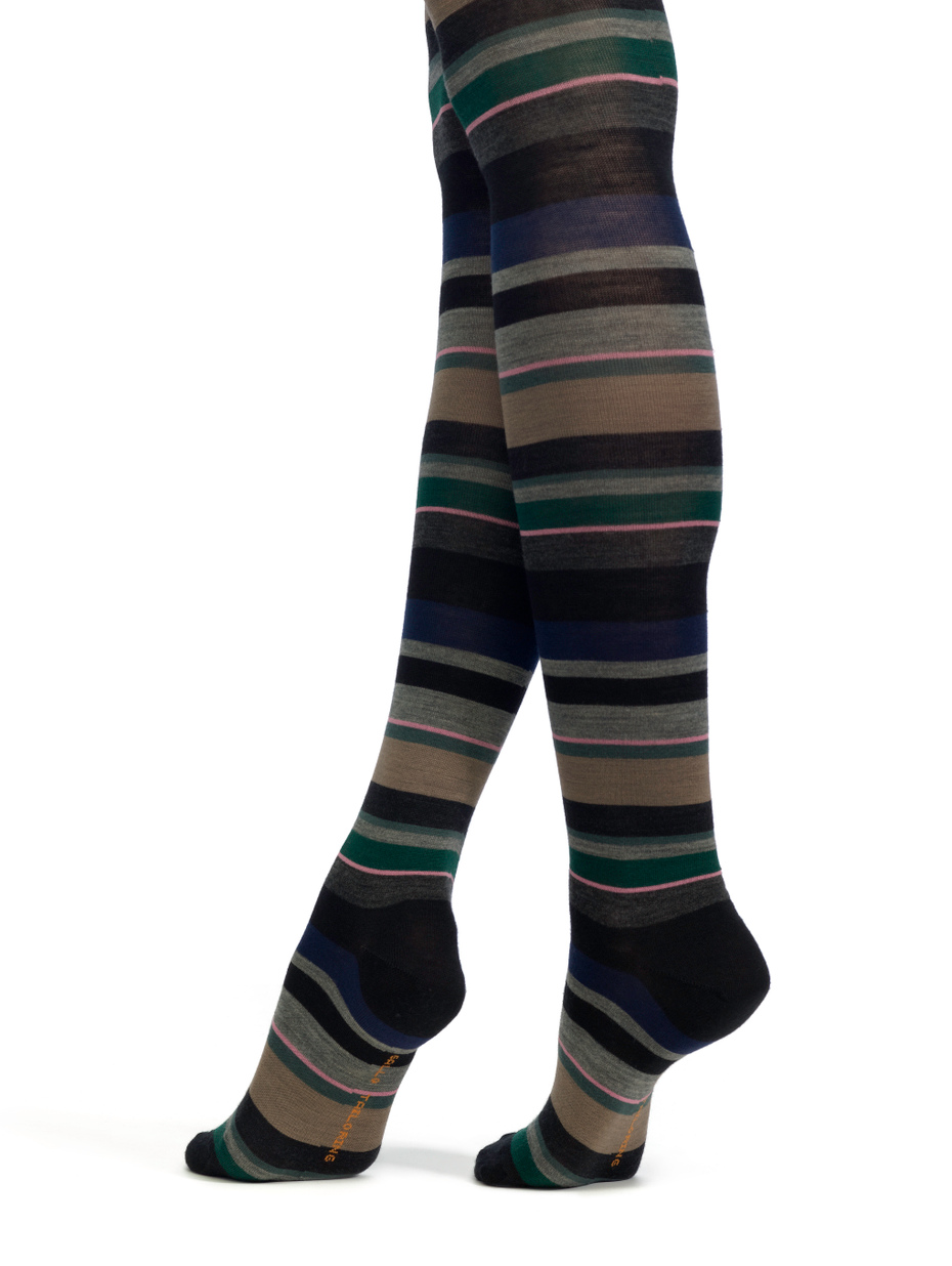 Women's black wool tights with multicoloured stripes - Gallo 1927 - Official Online Shop