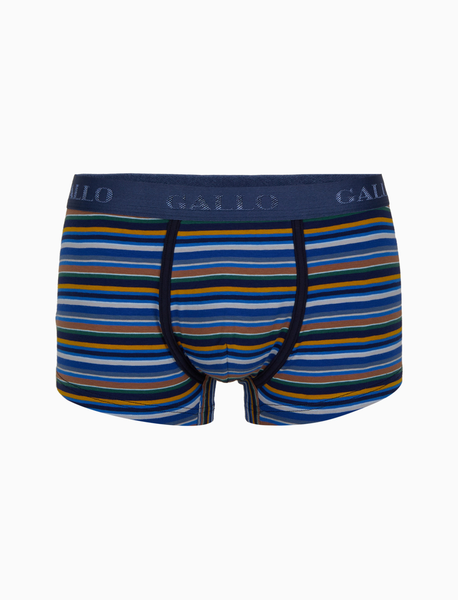 Men's blue cotton boxer shorts with multicoloured stripes - Gallo 1927 - Official Online Shop
