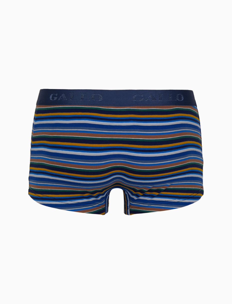 Men's blue cotton boxer shorts with multicoloured stripes - Gallo 1927 - Official Online Shop