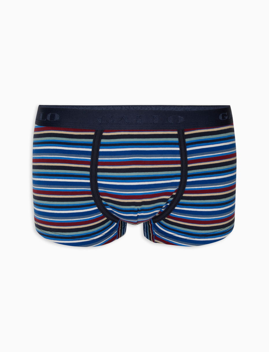 Men's royal blue cotton boxer shorts with multicoloured stripes - Gallo 1927 - Official Online Shop