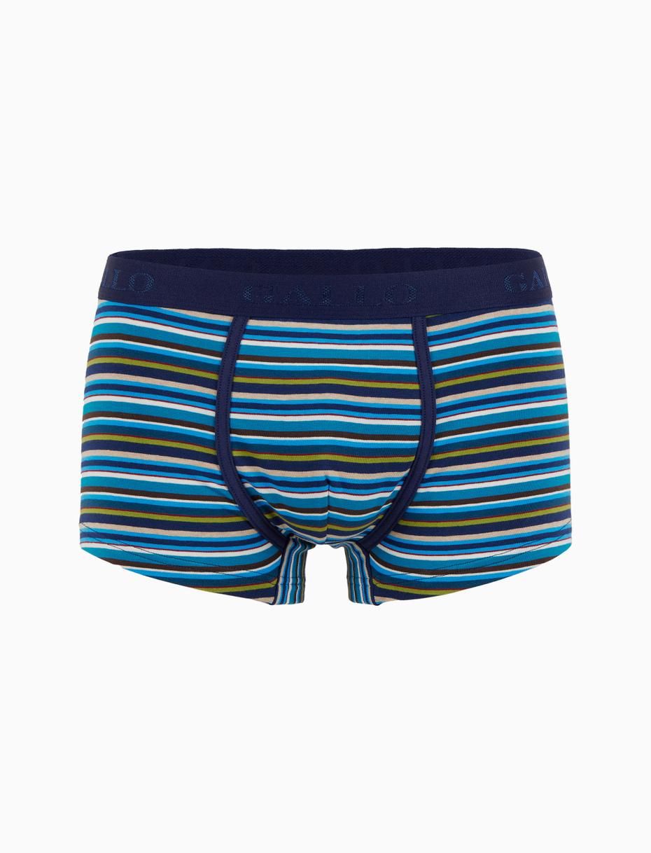 Men's blue cotton boxer shorts with multicoloured stripes - Gallo 1927 - Official Online Shop