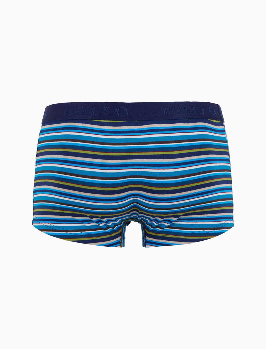 Men's blue cotton boxer shorts with multicoloured stripes - Gallo 1927 - Official Online Shop