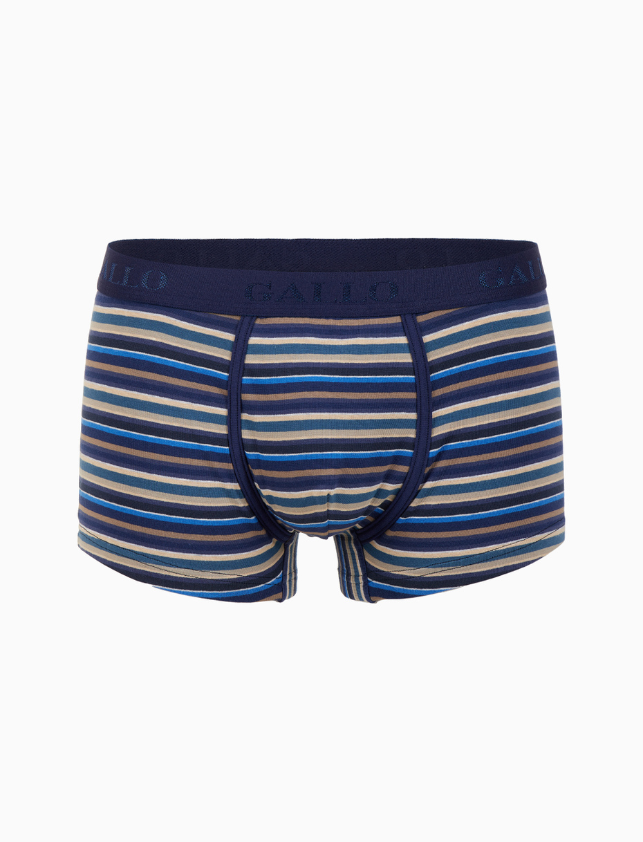 Men's blue cotton boxer shorts with multicoloured stripes - Gallo 1927 - Official Online Shop