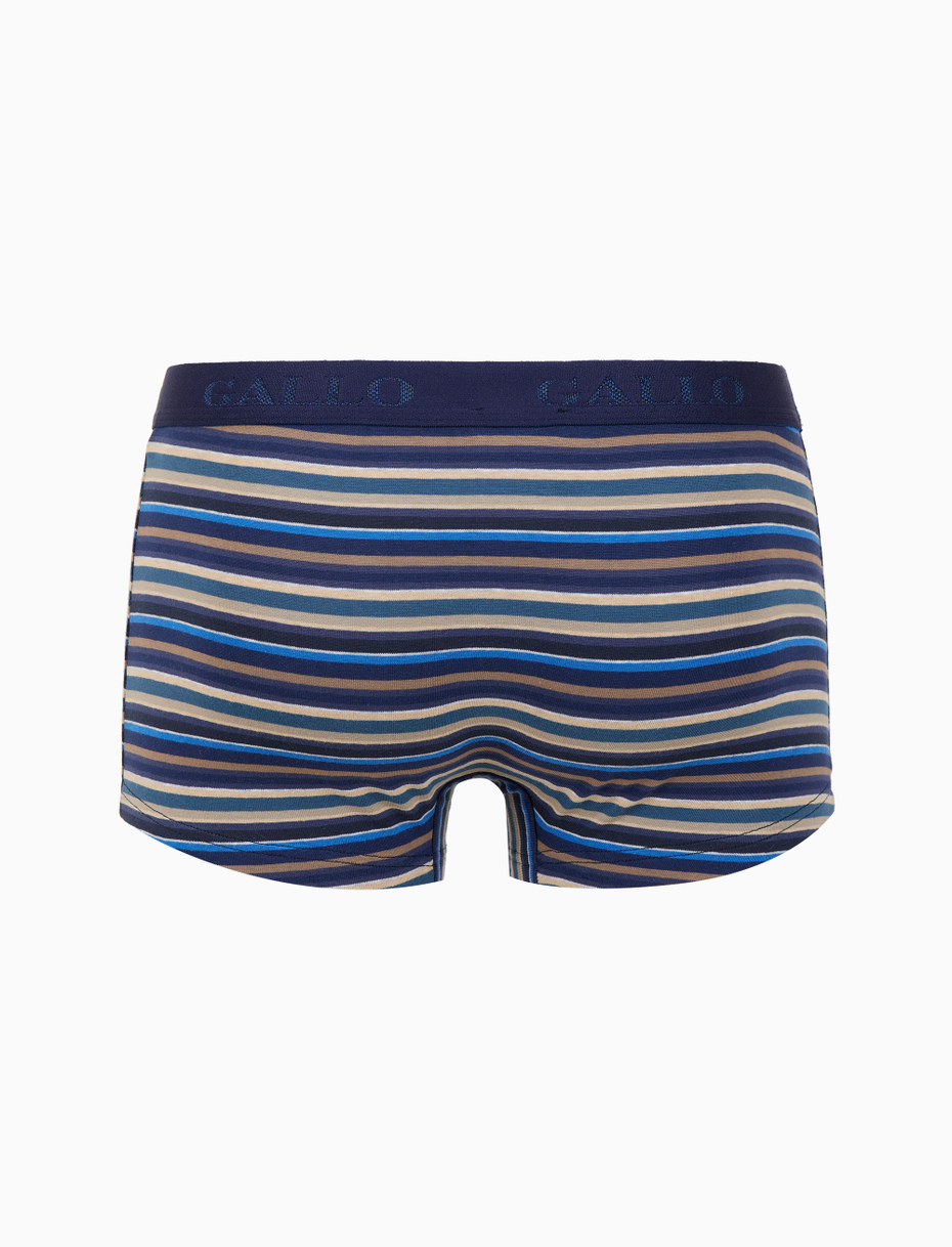 Men's blue cotton boxer shorts with multicoloured stripes - Gallo 1927 - Official Online Shop