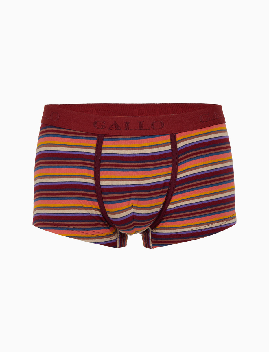 Men's burgundy cotton boxer shorts with multicoloured stripes - Gallo 1927 - Official Online Shop