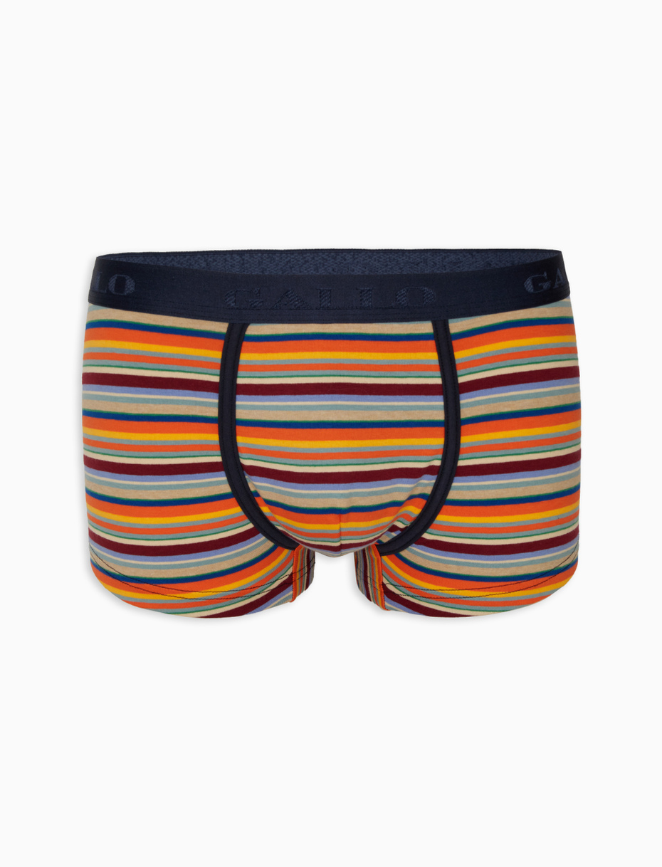Men's lobster red cotton boxer shorts with multicoloured stripes - Gallo 1927 - Official Online Shop