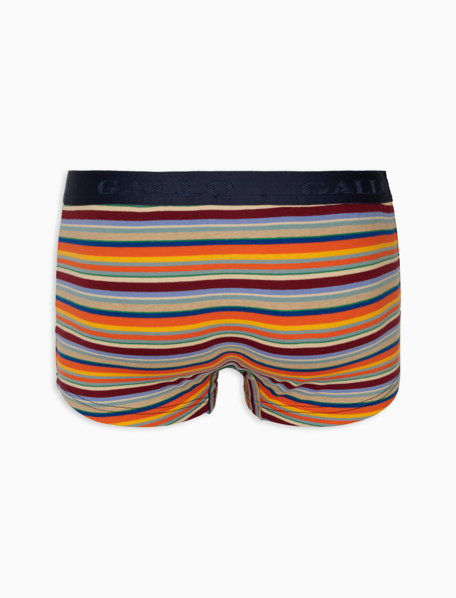 Men's lobster red cotton boxer shorts with multicoloured stripes - Gallo 1927 - Official Online Shop