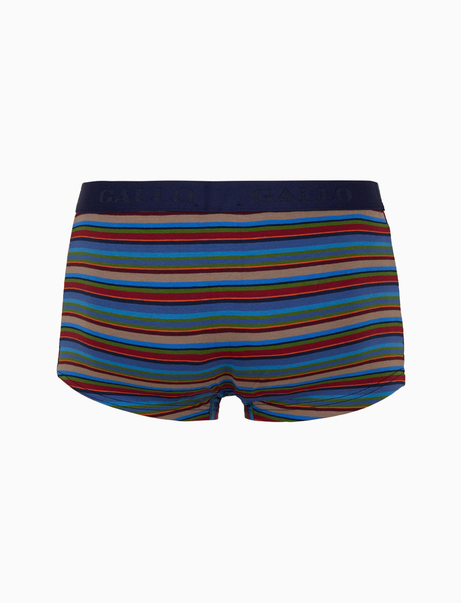 Men's blue cotton boxer shorts with multicoloured stripes - Gallo 1927 - Official Online Shop