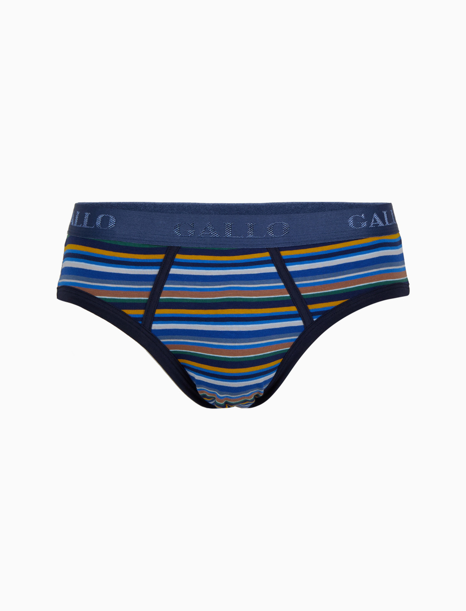 Men's blue cotton briefs with multicoloured stripes - Gallo 1927 - Official Online Shop