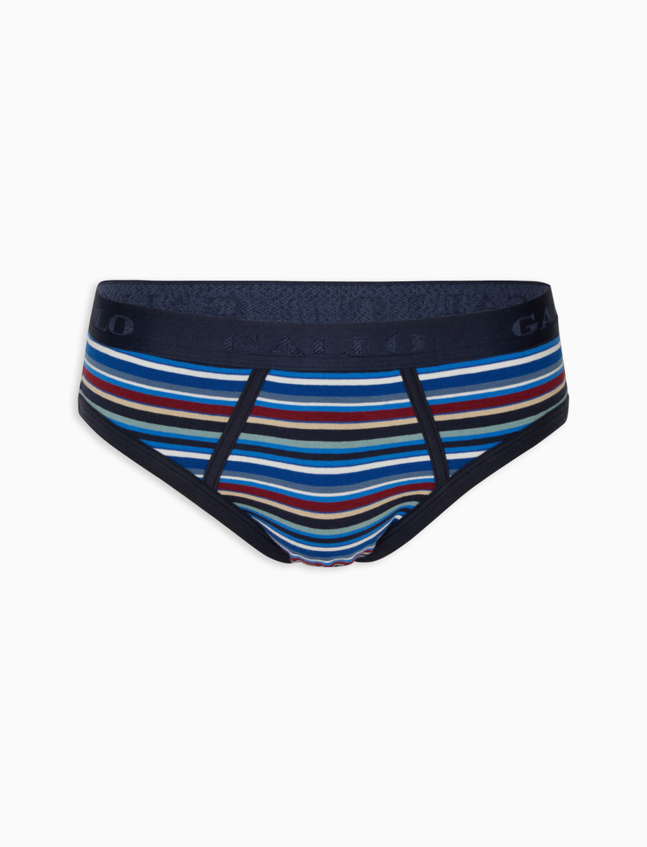 Men's royal blue cotton briefs with multicoloured stripes - Gallo 1927 - Official Online Shop