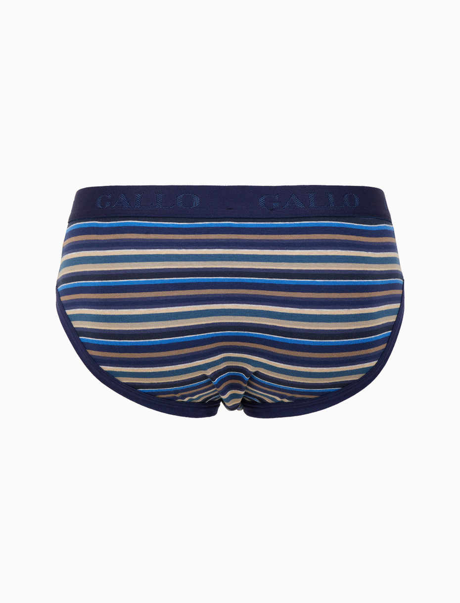 Men's blue cotton briefs with multicoloured stripes - Gallo 1927 - Official Online Shop