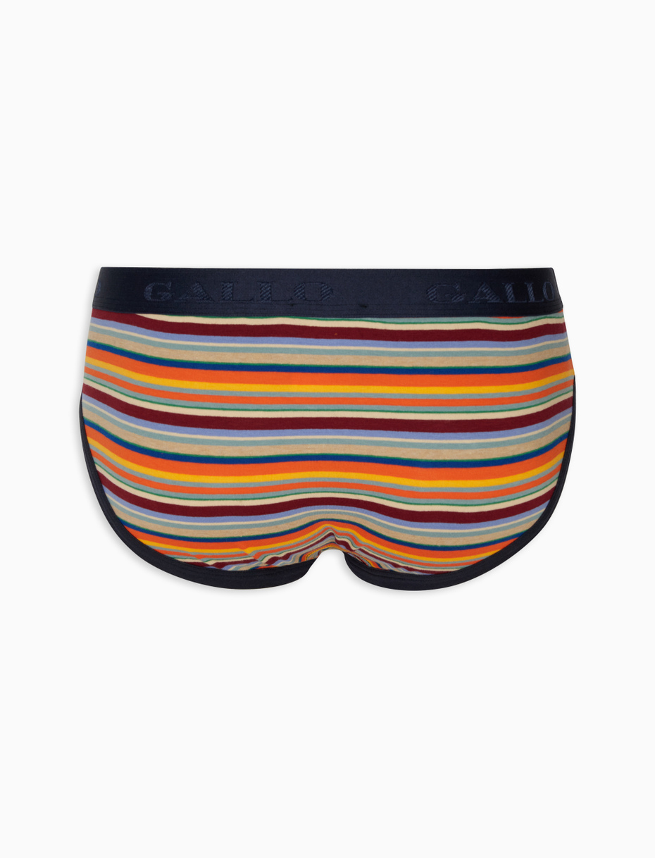Men's lobster red cotton briefs with multicoloured stripes - Gallo 1927 - Official Online Shop