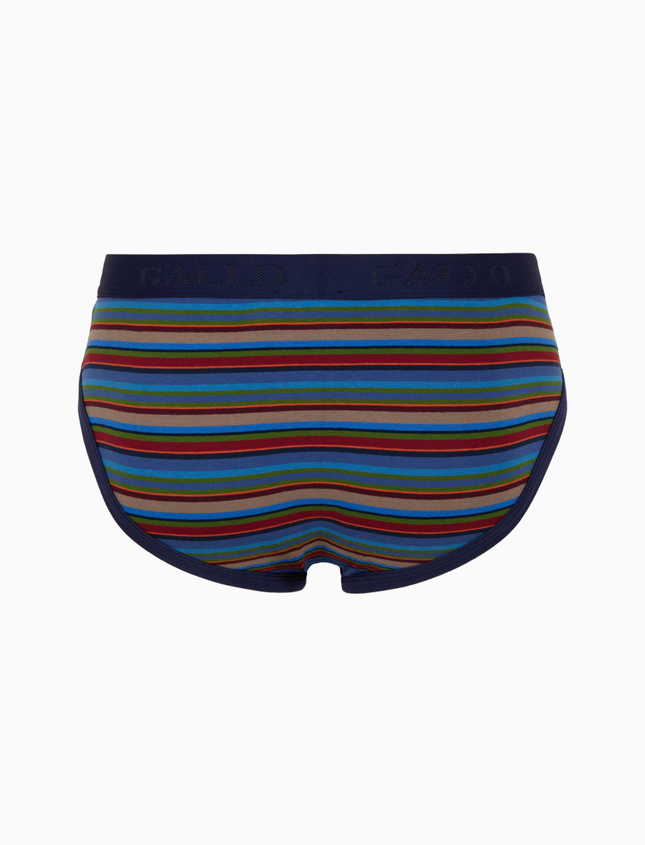 Men's blue cotton briefs with multicoloured stripes - Gallo 1927 - Official Online Shop