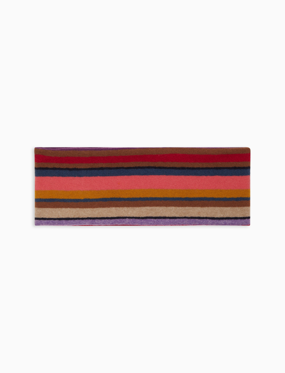 Burgundy fleece band for women with multicoloured stripes - Gallo 1927 - Official Online Shop