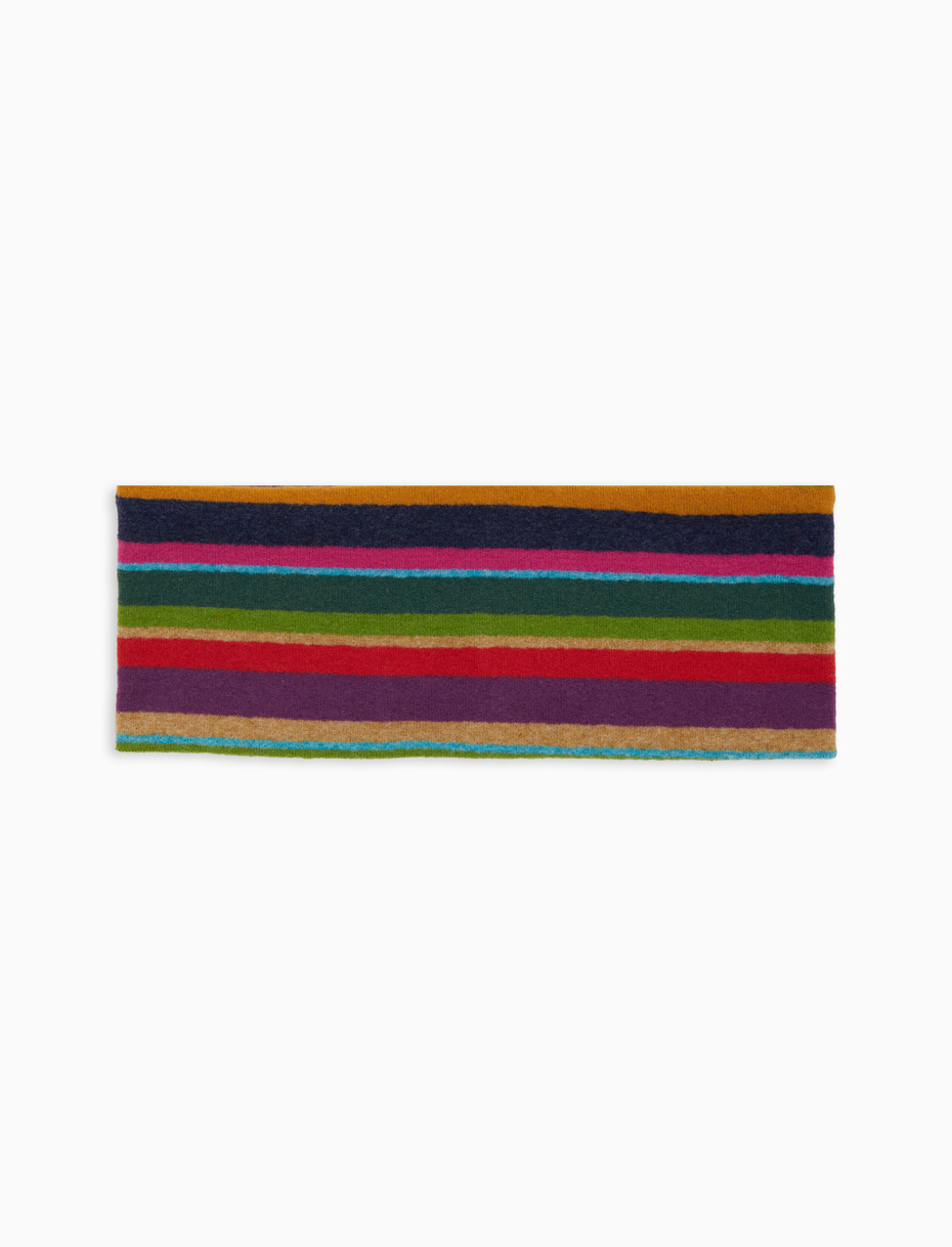 Blue fleece band for women with multicoloured stripes - Gallo 1927 - Official Online Shop