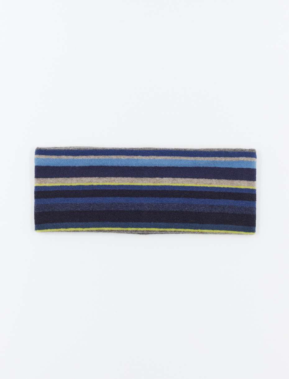 Blue fleece band for women with multicoloured stripes - Gallo 1927 - Official Online Shop