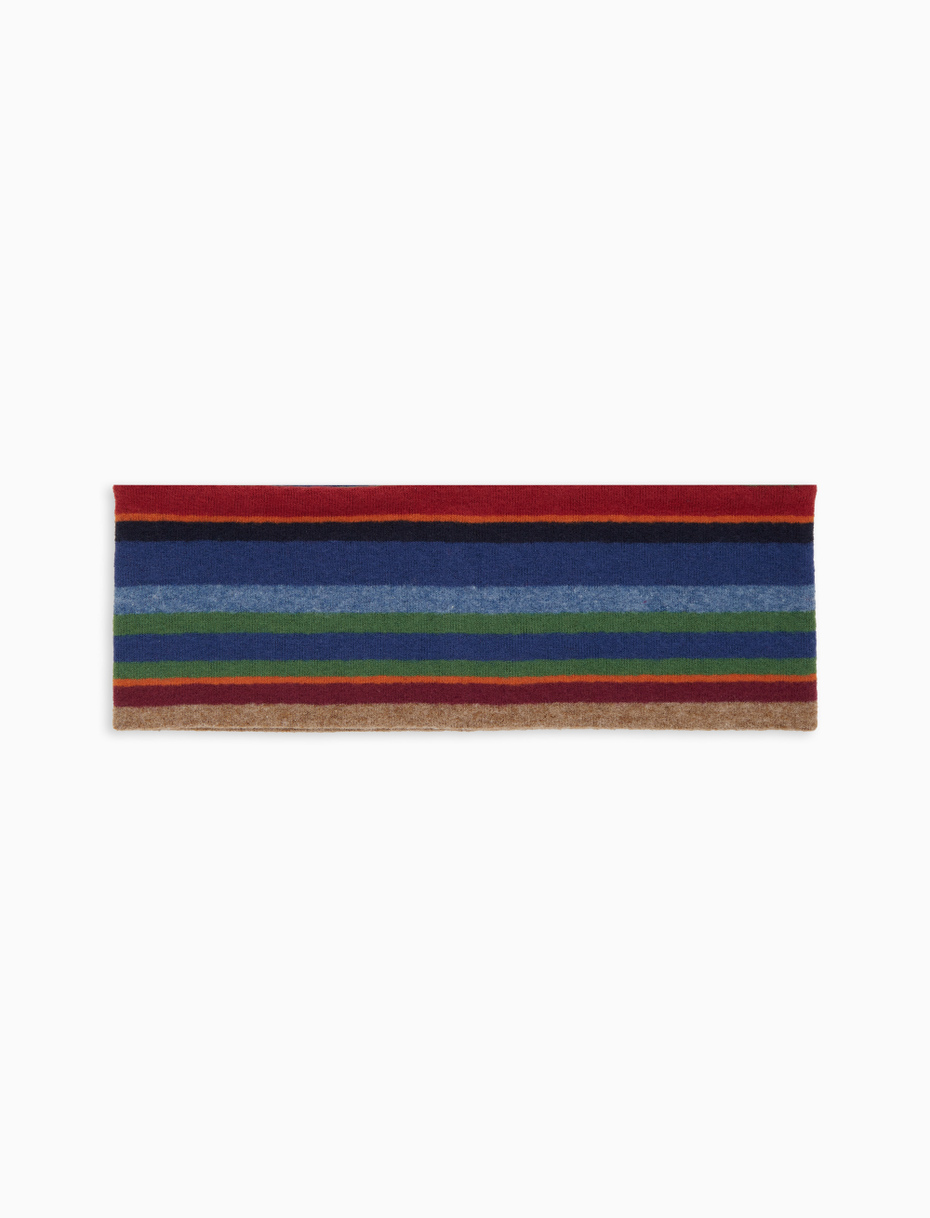 Blue fleece band for women with multicoloured stripes - Gallo 1927 - Official Online Shop