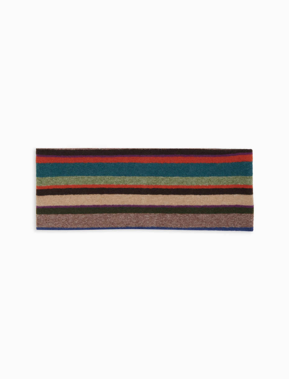 Beige fleece band for women with multicoloured stripes - Gallo 1927 - Official Online Shop