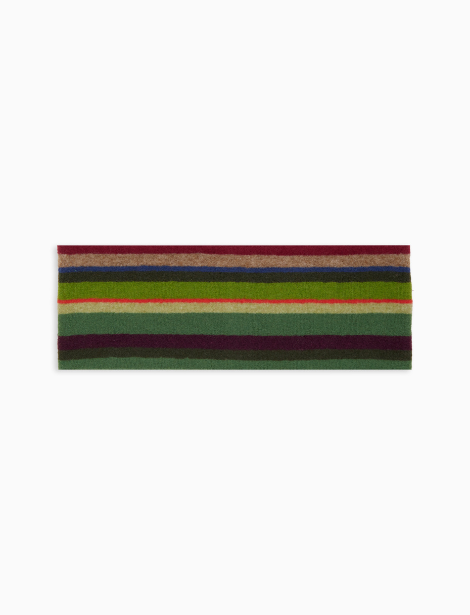 Green fleece band for women with multicoloured stripes - Gallo 1927 - Official Online Shop