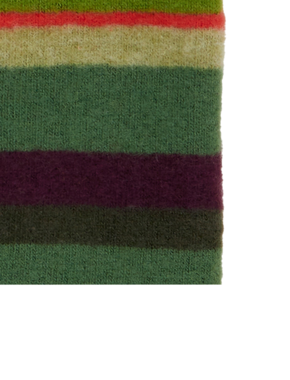 Green fleece band for women with multicoloured stripes - Gallo 1927 - Official Online Shop