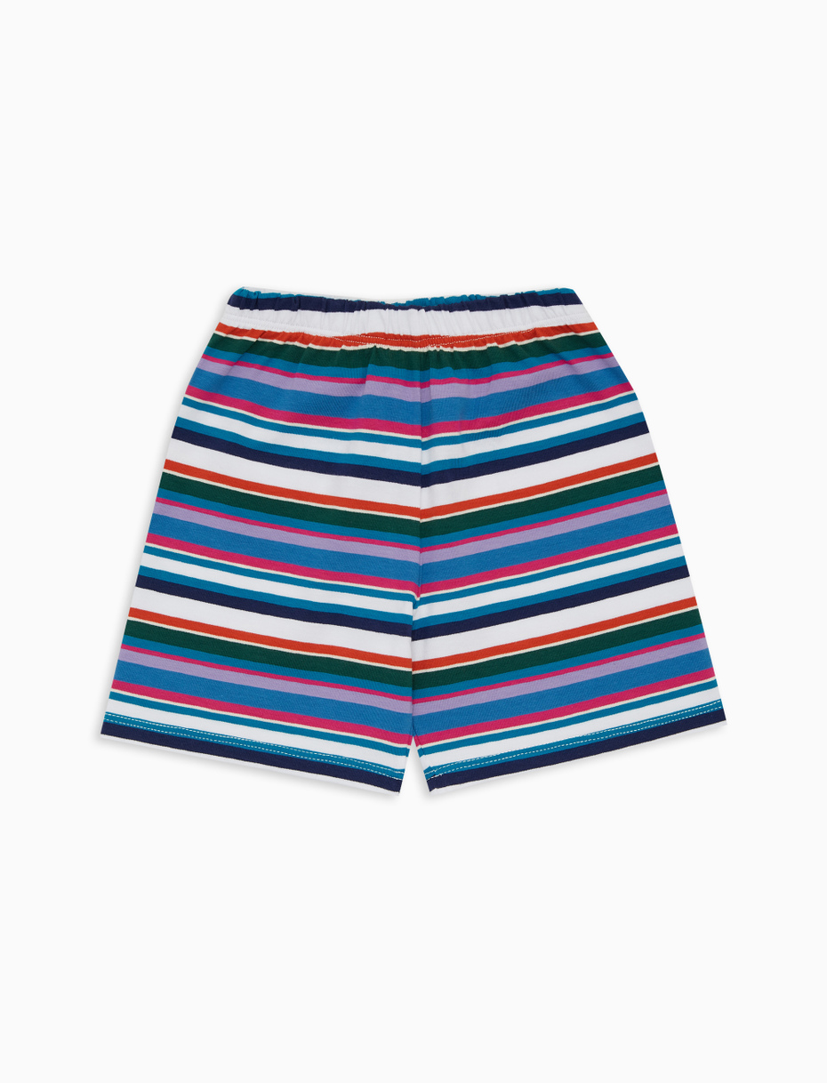 Kids' white cotton shorts with multicoloured stripes - Gallo 1927 - Official Online Shop