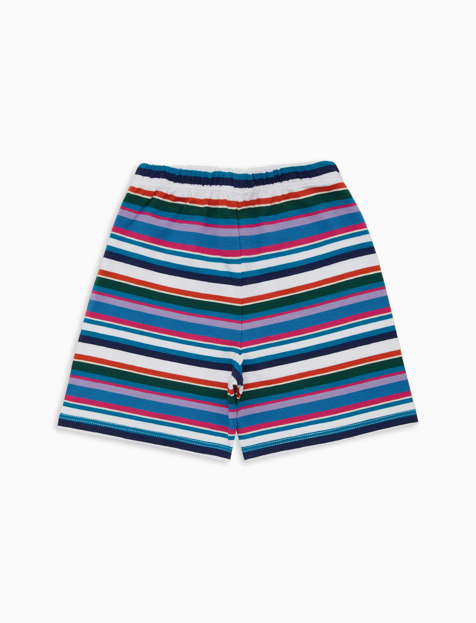 Kids' white cotton shorts with multicoloured stripes - Gallo 1927 - Official Online Shop