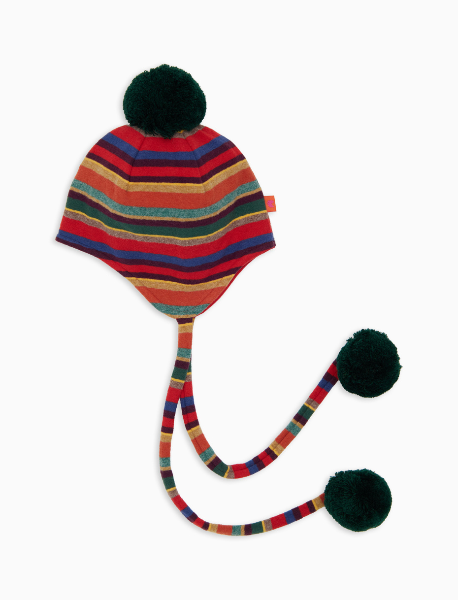 Berretto aviatore bambino pile rosso righe multicolor - Gallo 1927 - Official Online Shop