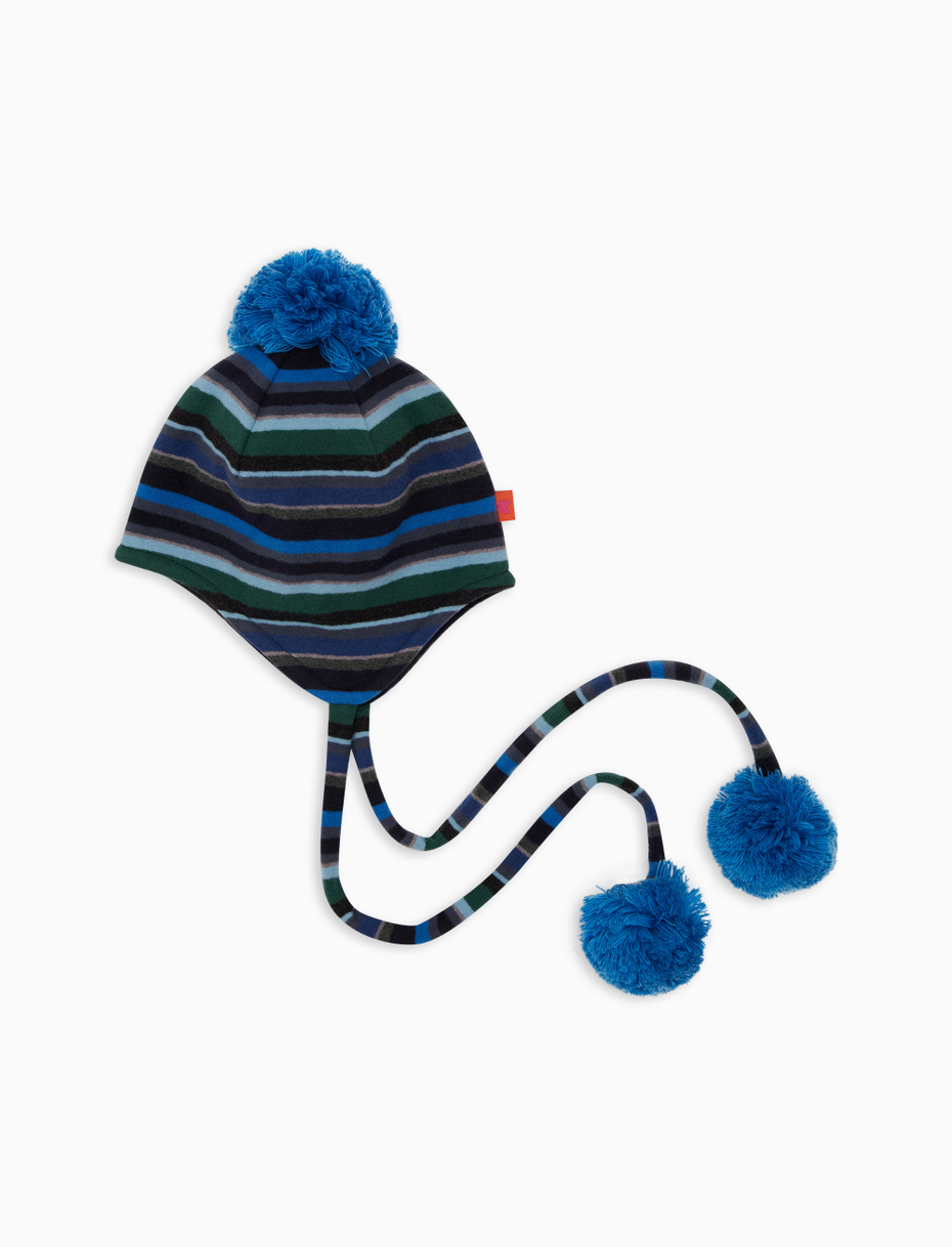 Berretto aviatore bambino pile blu righe multicolor - Gallo 1927 - Official Online Shop