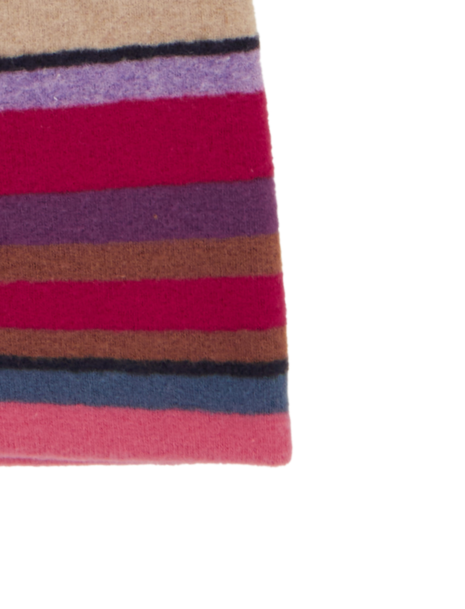 Kids' burgundy fleece beanie with multicoloured stripes - Gallo 1927 - Official Online Shop