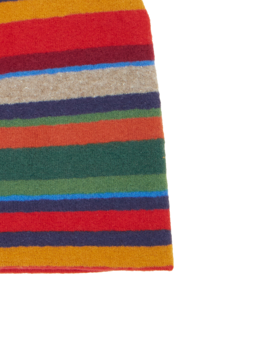 Kids' red fleece beanie with multicoloured stripes - Gallo 1927 - Official Online Shop