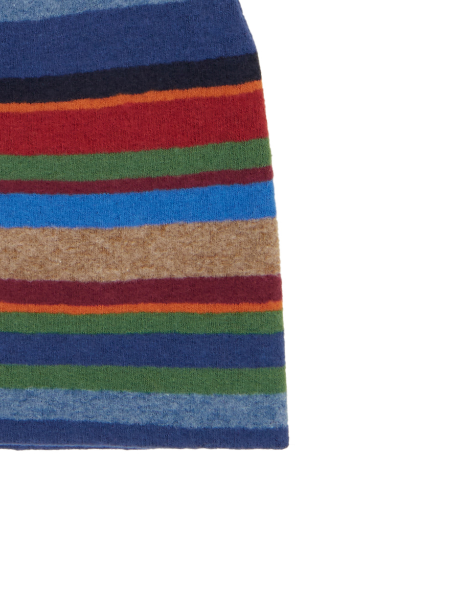 Kids' blue fleece beanie with multicoloured stripes - Gallo 1927 - Official Online Shop