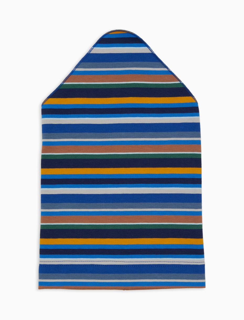 Kids' blue cotton scarf with multicoloured stripes - Gallo 1927 - Official Online Shop