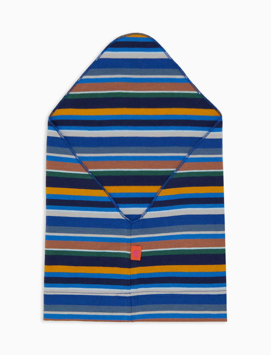 Kids' blue cotton scarf with multicoloured stripes - Gallo 1927 - Official Online Shop