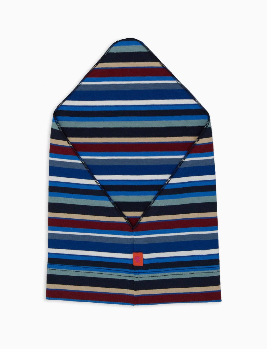 Kids' royal blue cotton scarf with multicoloured stripes - Gallo 1927 - Official Online Shop