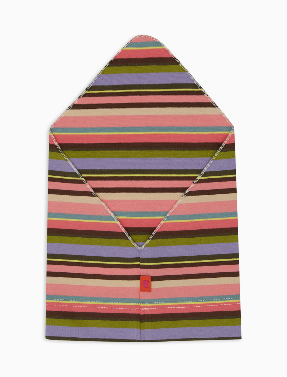 Kids' geranium cotton scarf with multicoloured stripes - Gallo 1927 - Official Online Shop