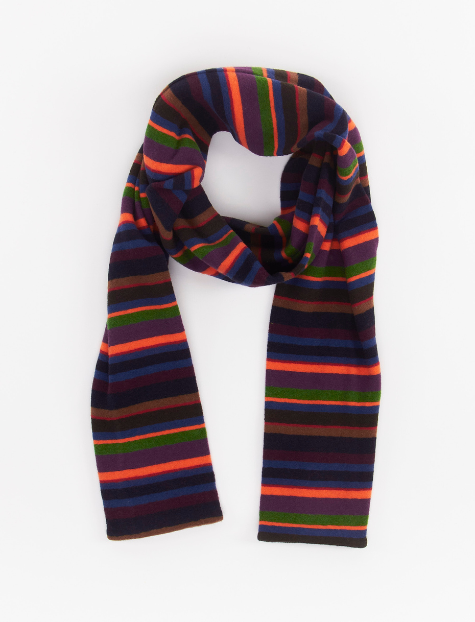 Kids' royal blue fleece scarf with multicoloured stripes - Gallo 1927 - Official Online Shop