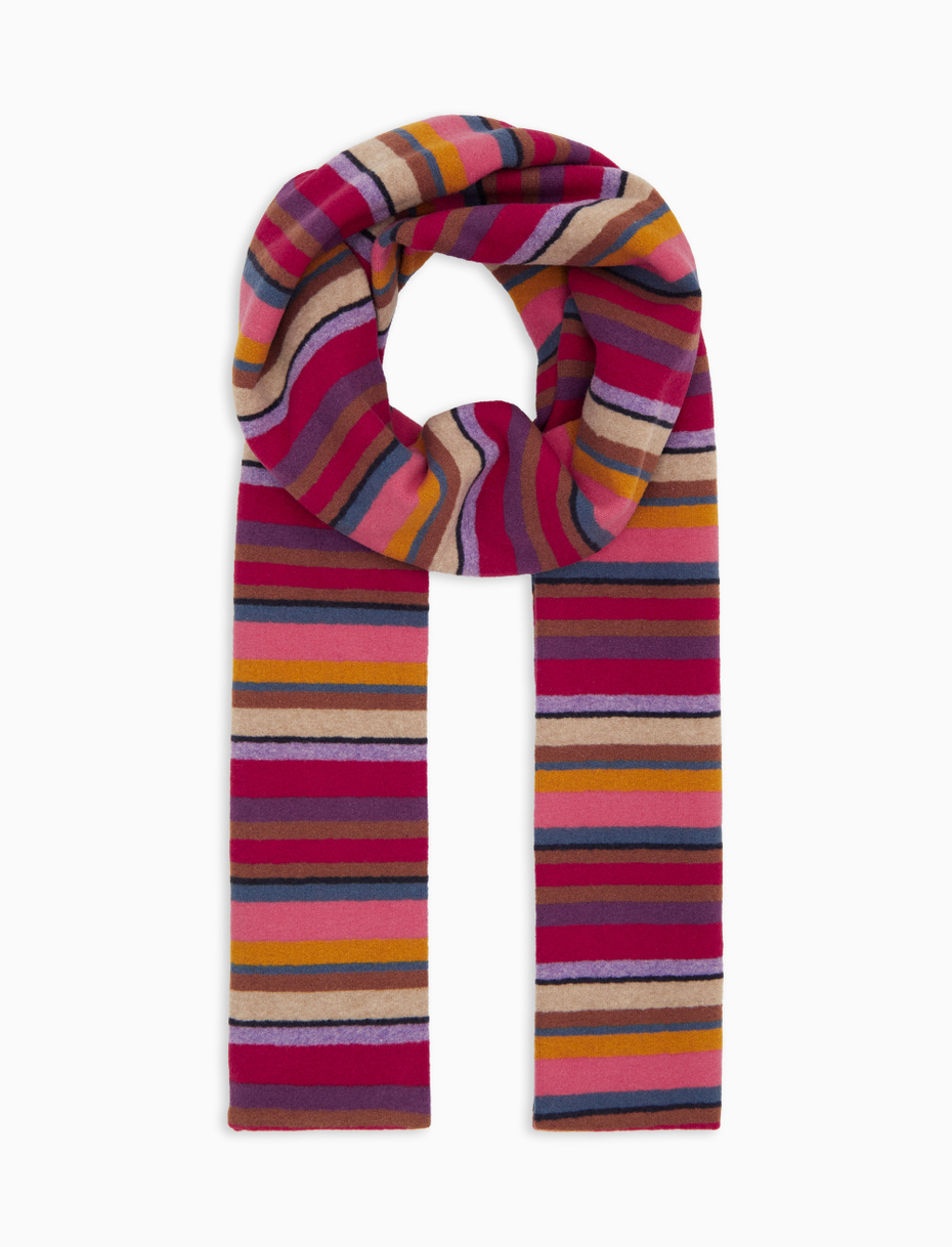 Kids' burgundy fleece scarf with multicoloured stripes - Gallo 1927 - Official Online Shop