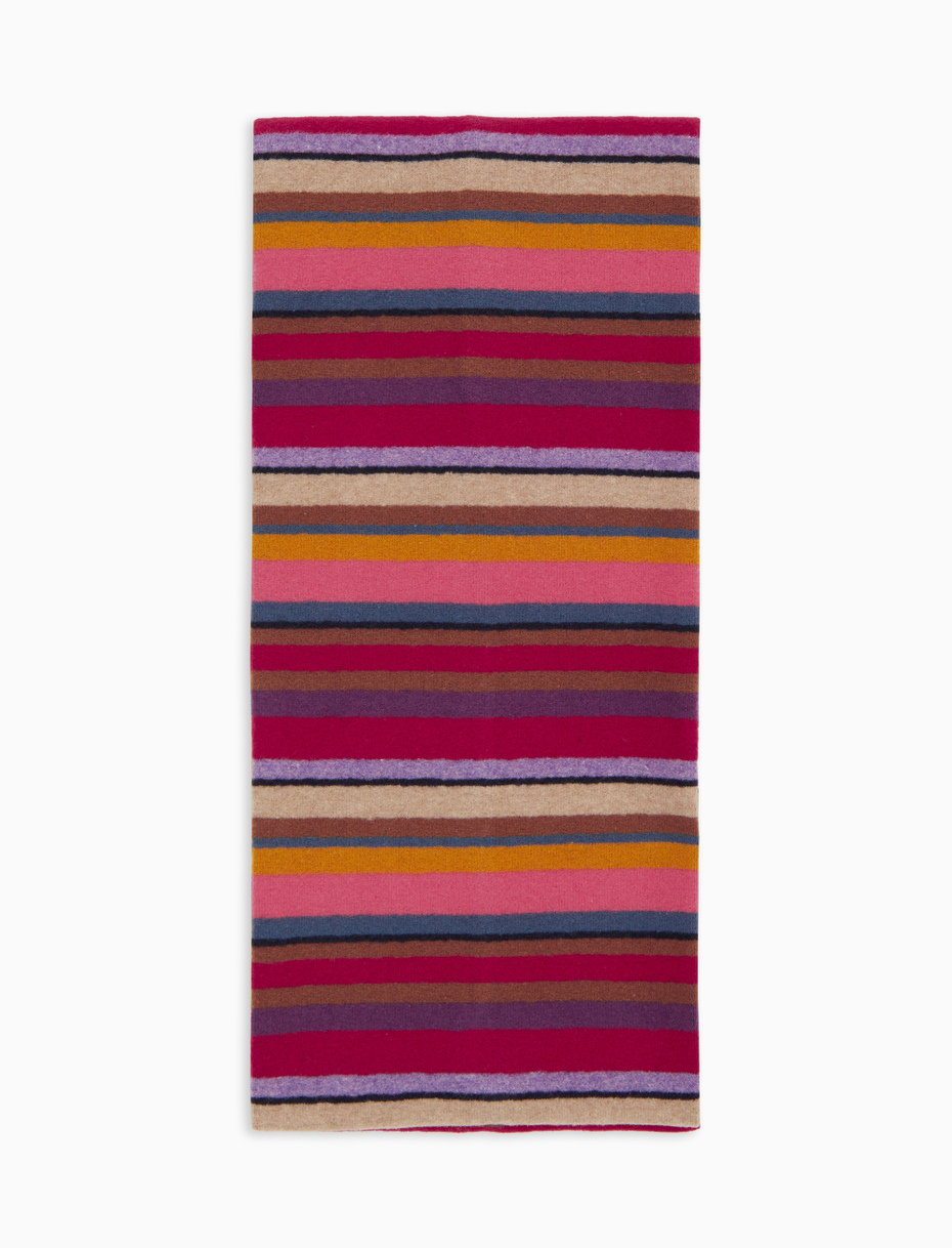 Kids' burgundy fleece scarf with multicoloured stripes - Gallo 1927 - Official Online Shop
