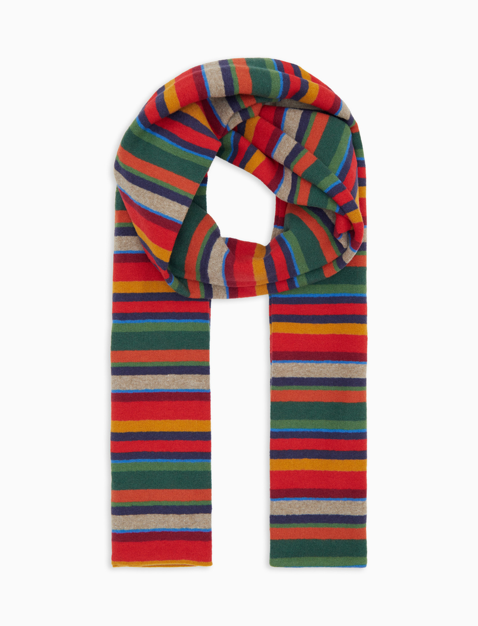 Kids' red fleece scarf with multicoloured stripes - Gallo 1927 - Official Online Shop