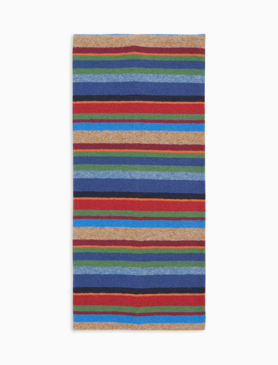 Kids' blue fleece scarf with multicoloured stripes - Gallo 1927 - Official Online Shop